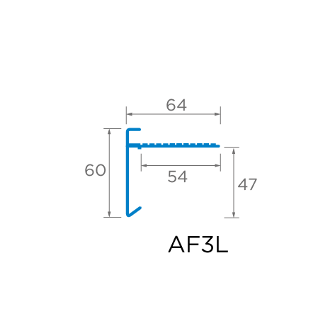 60mm Face Aluminium Trim Drawing